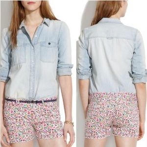 Madewell Cut-Off Floral‎ Print Shorts White Size 28